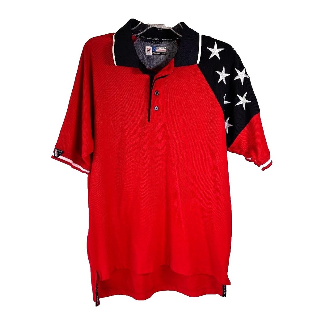 Rock Point Freedom Men's Polo Flag Design Size L USA Troops‎